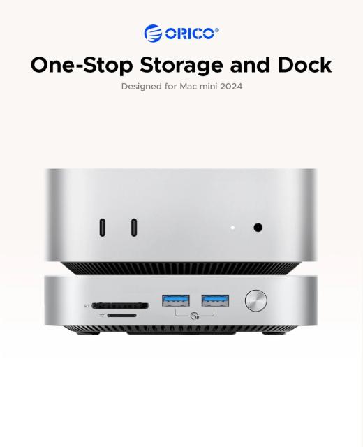 Докинг станция Orico Storage M.2 NVMe - USB4 (40Gbps) x 1, USB3.2 (10Gbps) x 3, M.2 SSD x 2, SD/TF 4.0, USB Type-C