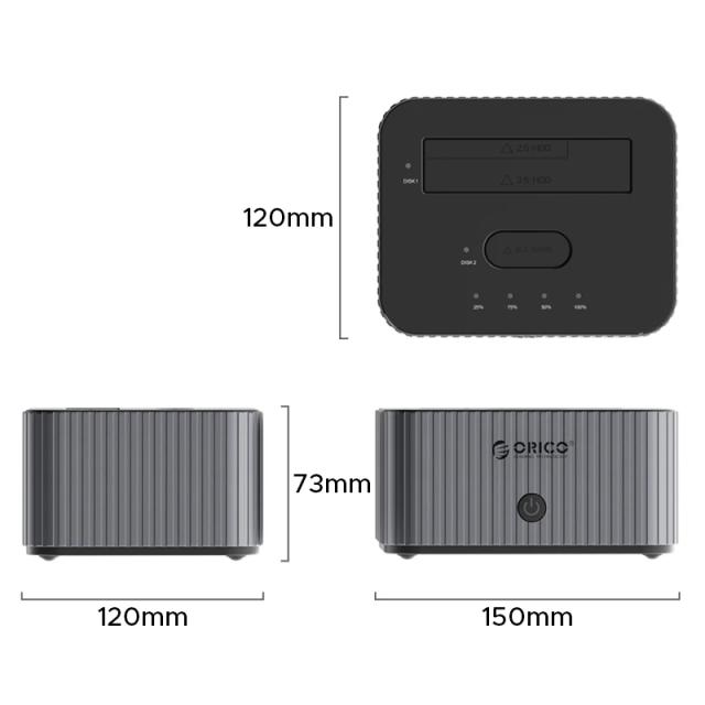 Докинг станция Orico Storage 2.5/3.5 HDD/M.2 NVMe, USB-A/ USB Type-C