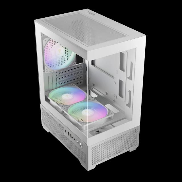 Кутия Gamdias AURA GC9M Elite White, Mini Tower,  2x USB-A USB 2.0, 1x USB-C USB 3.1, 1x HD Audio, Micro ATX, Mini ITX