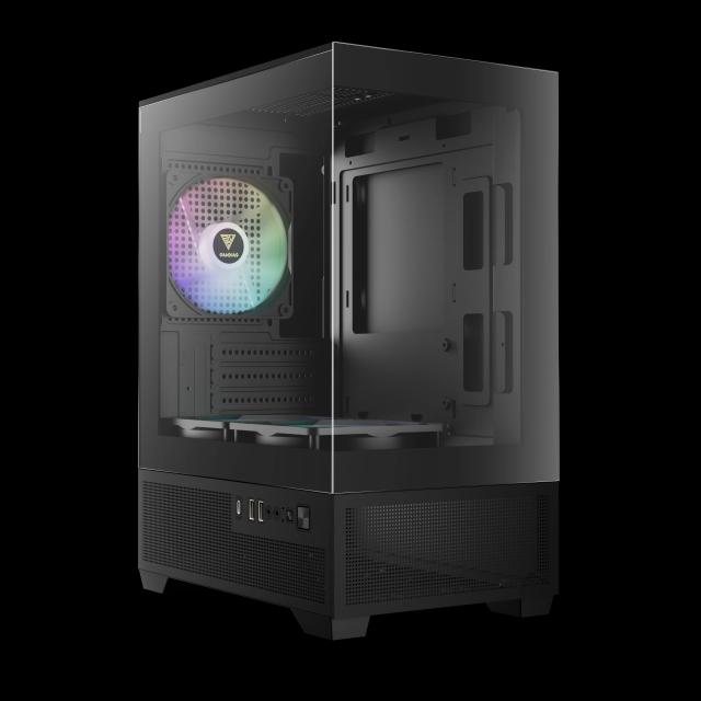 Кутия Gamdias AURA GC9M Elite, Mini Tower,  2x USB-A USB 2.0, 1x USB-C USB 3.1, 1x HD Audio, Micro ATX, Mini ITX