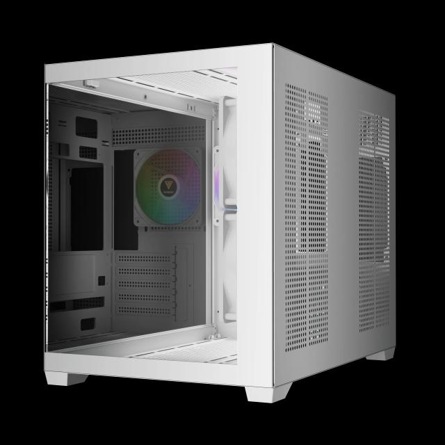 Кутия Gamdias AURA GC10M v2 White, Mini Tower, 1x USB-A USB 2.0, 1x USB-C USB 3.1, 1x HD Audio, Micro ATX, Mini ITX