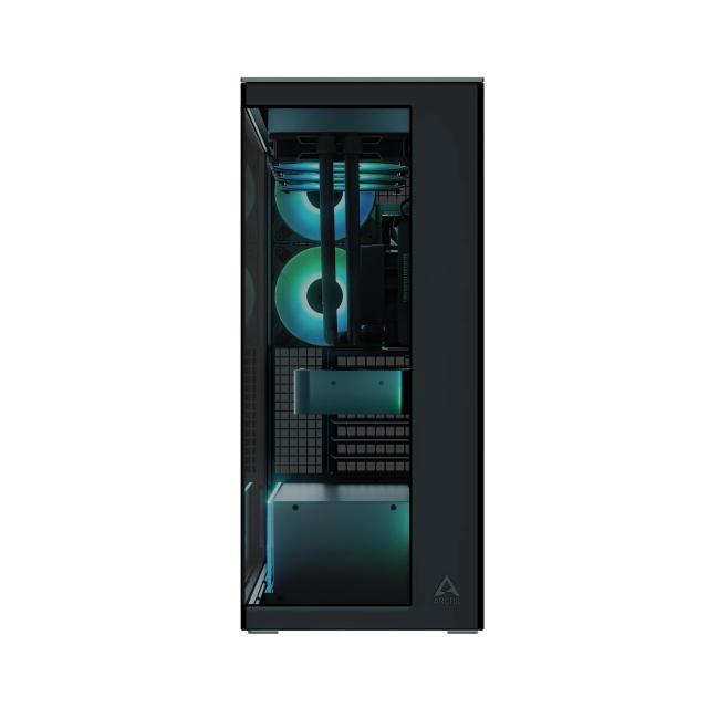 Кутия Arctic Xtender Black, Middle Tower, 1 x USB Type-C 3.2, 1 x USB 2.0, 1 x HD Audio, Mini-ITX / mATX / ATX / EATX