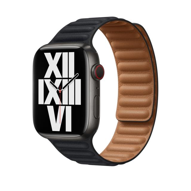 Каишка за часовник Apple Watch 45mm Midnight Leather Link - S/M