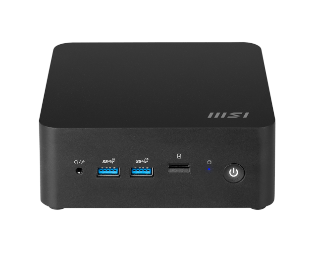 Kомпютър MSI CUBI NUC 1MG-238BU, Intel Core 7 1255U, 10C (1.4 / 4.7GHz, 12MB Cache), 2 x DDR5 SO-DIMM, 2 x M.2 NVMe SSD, 1 x 2.5" SSD/HDD, 4 x USB 3.2 Gen 2 Type-A, 2 x HDMI, 1x Card Reader, 2 x Thunderbolt 4, 2 x RJ45