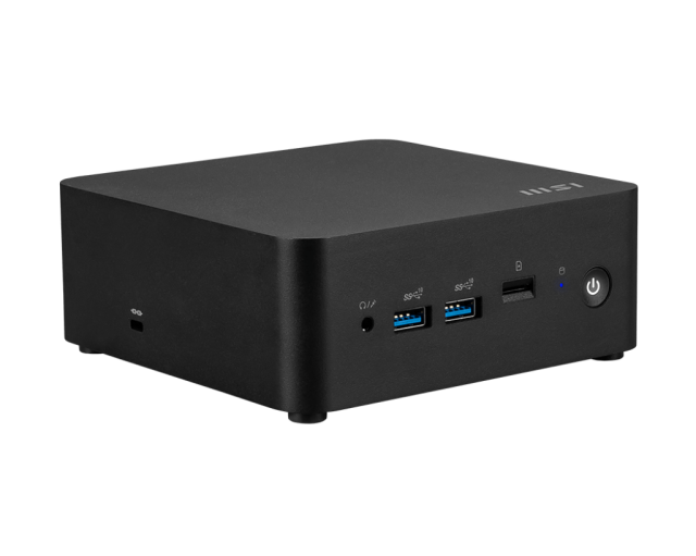 Kомпютър MSI CUBI NUC 1MG-238BU, Intel Core 7 1255U, 10C (1.4 / 4.7GHz, 12MB Cache), 2 x DDR5 SO-DIMM, 2 x M.2 NVMe SSD, 1 x 2.5" SSD/HDD, 4 x USB 3.2 Gen 2 Type-A, 2 x HDMI, 1x Card Reader, 2 x Thunderbolt 4, 2 x RJ45