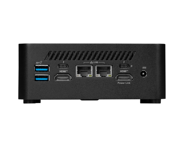 Kомпютър MSI CUBI NUC 1MG-238BU, Intel Core 7 1255U, 10C (1.4 / 4.7GHz, 12MB Cache), 2 x DDR5 SO-DIMM, 2 x M.2 NVMe SSD, 1 x 2.5" SSD/HDD, 4 x USB 3.2 Gen 2 Type-A, 2 x HDMI, 1x Card Reader, 2 x Thunderbolt 4, 2 x RJ45