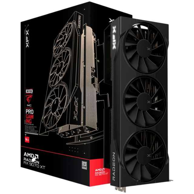 Видео карта XFX Swift AMD Radeon RX 9070XT Triple Fan Gaming Edition, 16GB GDDR6, 256-bit, HDMI, 3x DP
