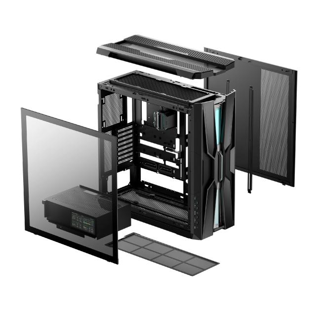 Кутия за компютър DeepCool GENOME III, 5.5" LCD Display, Big Tower, 4 x USB 3.0, 1 x USB Type-C 3.2, 1 x HD Audio, EATX / ATX / mATX / Mini-ITX
