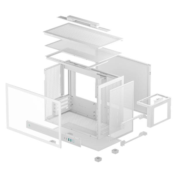 Кутия за компютър DeepCool CH160 PLUS WH, Mini Tower, 2 x USB 3.0, 1 x USB Type-C 3.2, 1 x HD Audio, mATX / Mini-ITX