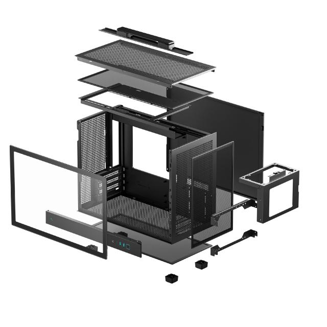 Кутия за компютър DeepCool CH160 PLUS, Mini Tower, 2 x USB 3.0, 1 x USB Type-C 3.2, 1 x HD Audio, mATX / Mini-ITX