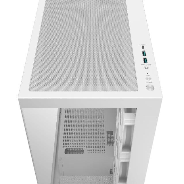 Кутия за компютър DeepCool CG580 4F WH V2, Middle Tower, 2 x USB 3.0, 1 x USB Type-C 3.2, 1 x HD Audio, ATX / mATX / Mini-ITX