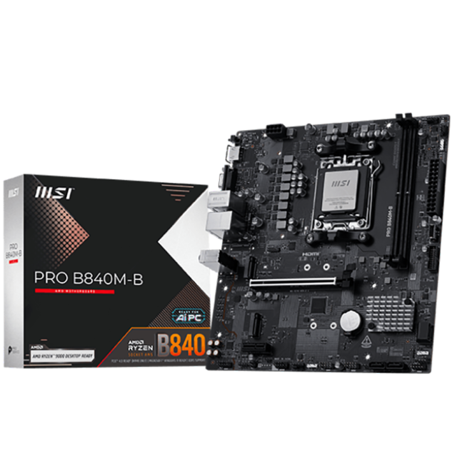 Дънна платка MSI PRO B840M-B, AM5, 2x DDR5, 2x M.2, 4x SATA 6G, VGA, HDMI, mATX