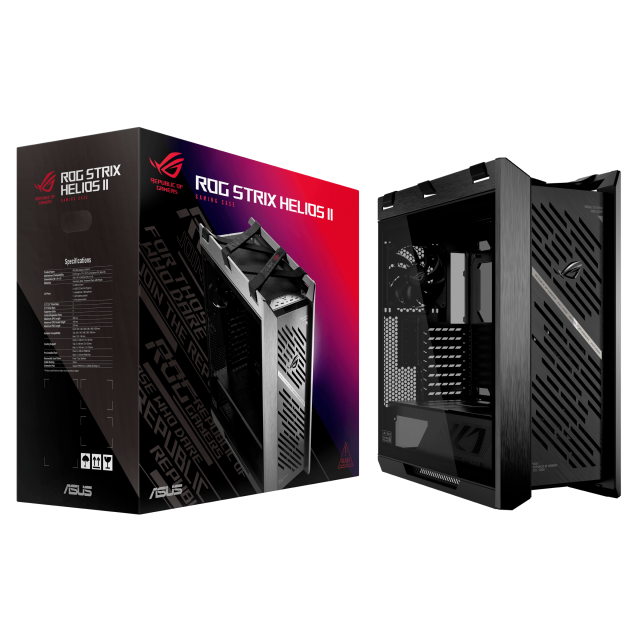 Кутия ASUS ROG Strix Helios II, Middle Tower, 4 x USB 3.2, 2 x USB 3.2 Type-C, 1 x headphone / Microphone, EATX / ATX / Micro ATX / Mini-ITX, черна