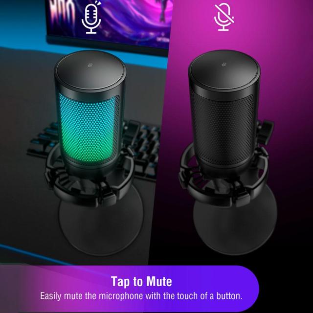 Настолен микрофон FIFINE A6NEO RGB, кондензаторен, USB Type-C, Black