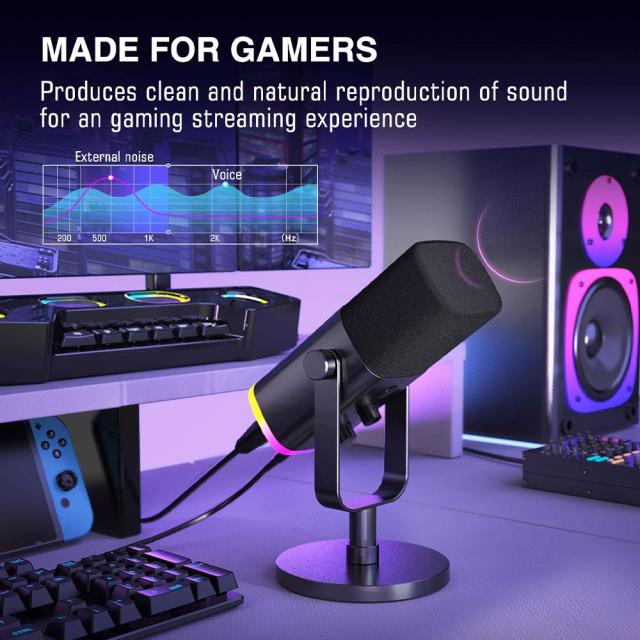 Настолен микрофон FIFINE AM8 Dynamic RGB XLR/USB, динамичен, USB Type-C, Black