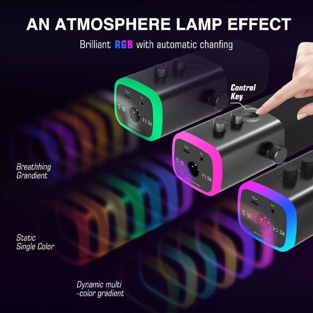 Настолен микрофон FIFINE AM8 Dynamic RGB XLR/USB, динамичен, USB Type-C, Black