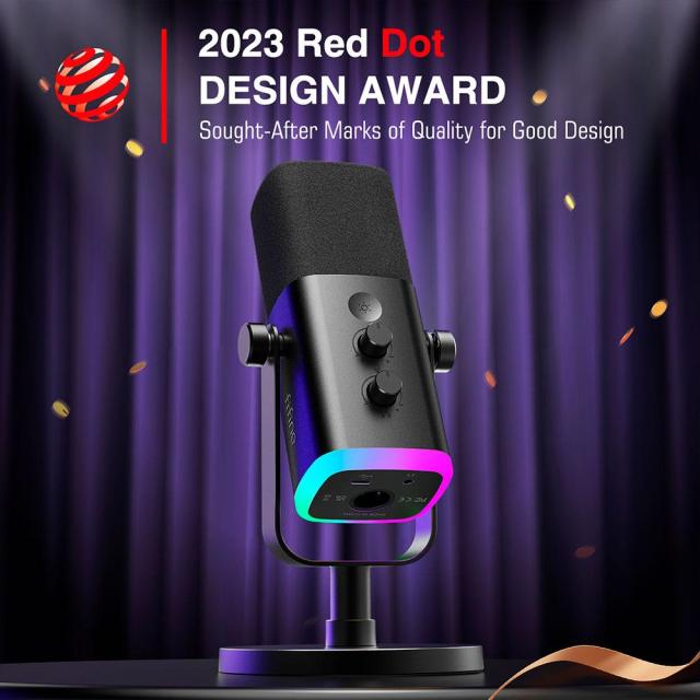 Настолен микрофон FIFINE AM8 Dynamic RGB XLR/USB, динамичен, USB Type-C, Black