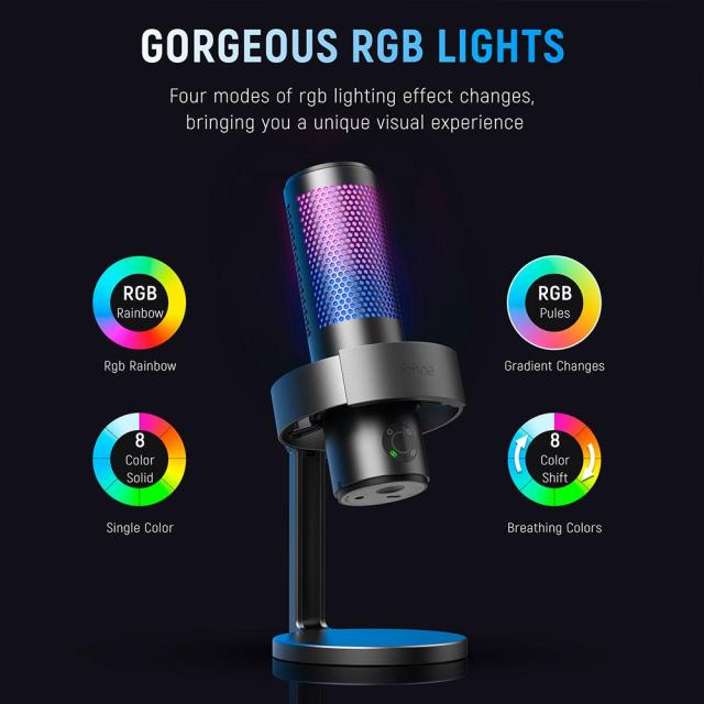 Настолен микрофон FIFINE A9 RGB 4 Polar Patterns, кондензаторен, USB Type-C, Black