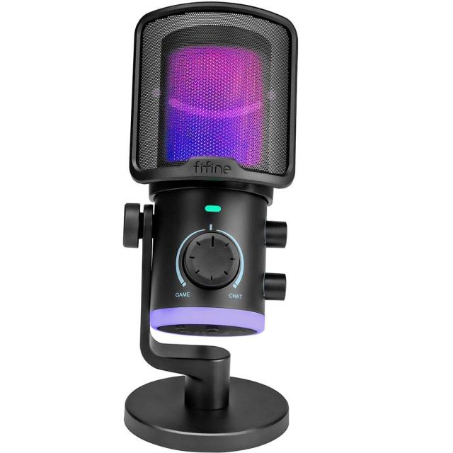 Настолен микрофон FIFINE AM6 RGB, кондензаторен, USB Type-C, Black