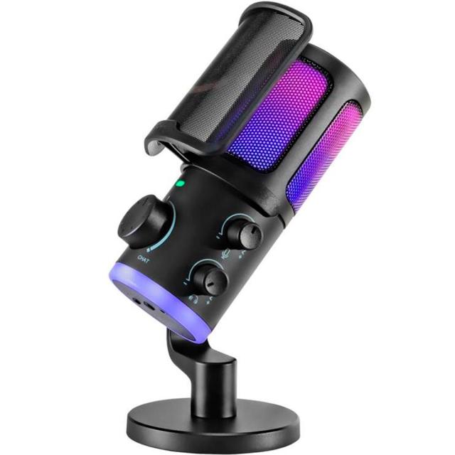 Настолен микрофон FIFINE AM6 RGB, кондензаторен, USB Type-C, Black