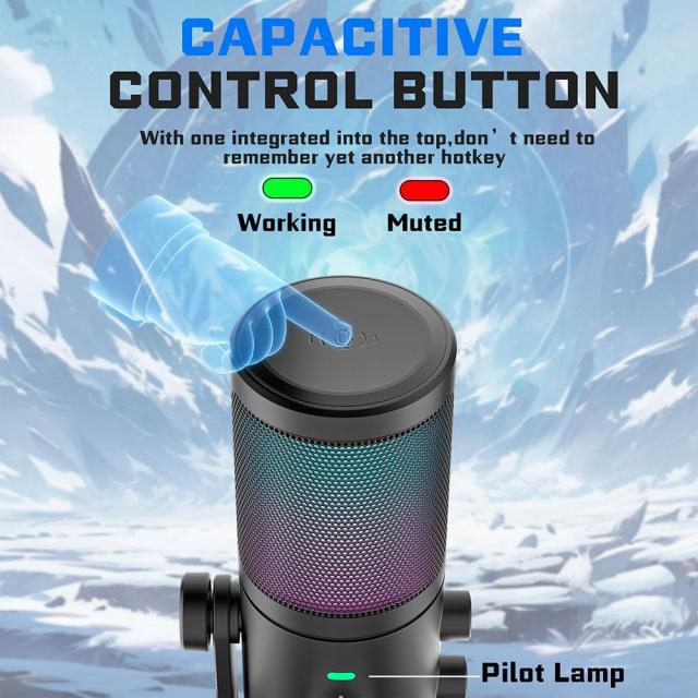 Настолен микрофон FIFINE AM6 RGB, кондензаторен, USB Type-C, Black