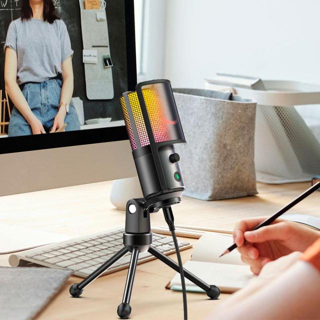 Настолен микрофон FIFINE K669 PRO2 RGB, кондензаторен, USB Type-C, Black