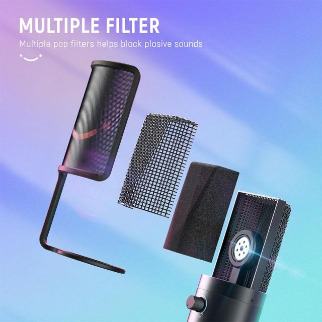 Настолен микрофон FIFINE K669 PRO2 RGB, кондензаторен, USB Type-C, Black