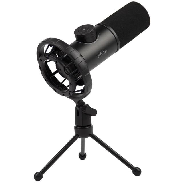 Настолен микрофон FIFINE K658 Dynamic RGB, кондензаторен, USB Type-C, Black