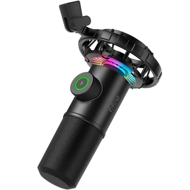 Настолен микрофон FIFINE K658 Dynamic RGB, кондензаторен, USB Type-C, Black