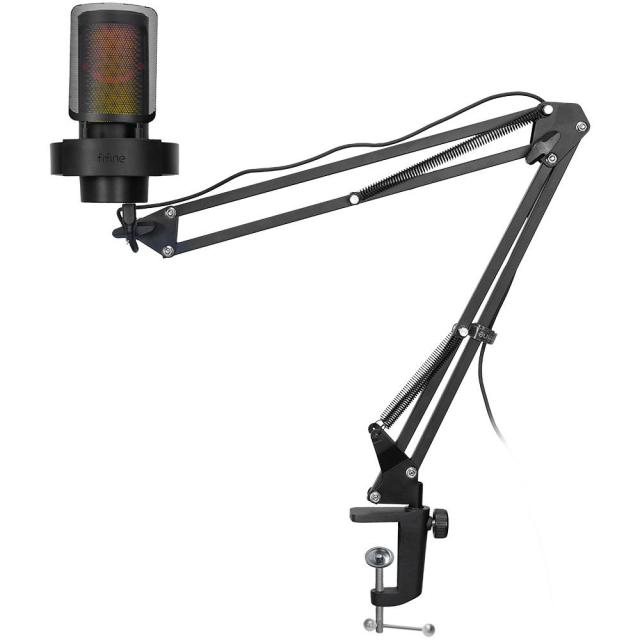 Микрофон със стойка FIFINE A8T RGB, кондензаторен, USB Type-C, Black