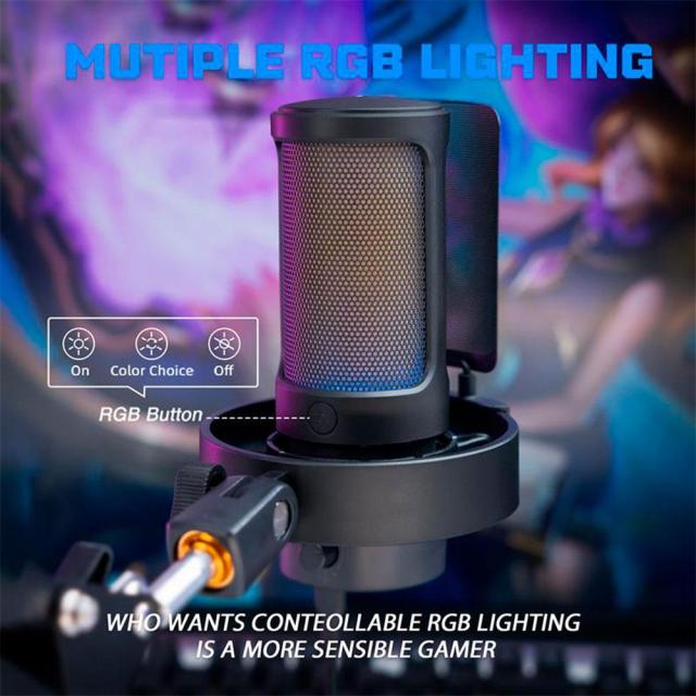 Микрофон със стойка FIFINE A8T RGB, кондензаторен, USB Type-C, Black