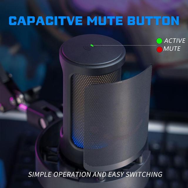 Микрофон със стойка FIFINE A8T RGB, кондензаторен, USB Type-C, Black