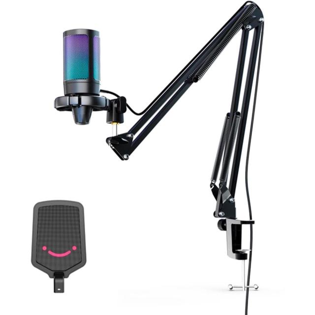 Микрофон със стойка FIFINE A6T RGB, кондензаторен, USB Type-C, Black