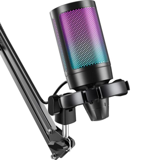 Микрофон със стойка FIFINE A6T RGB, кондензаторен, USB Type-C, Black