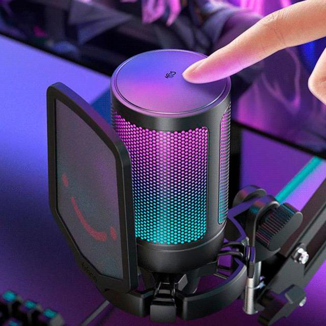 Микрофон със стойка FIFINE A6T RGB, кондензаторен, USB Type-C, Black