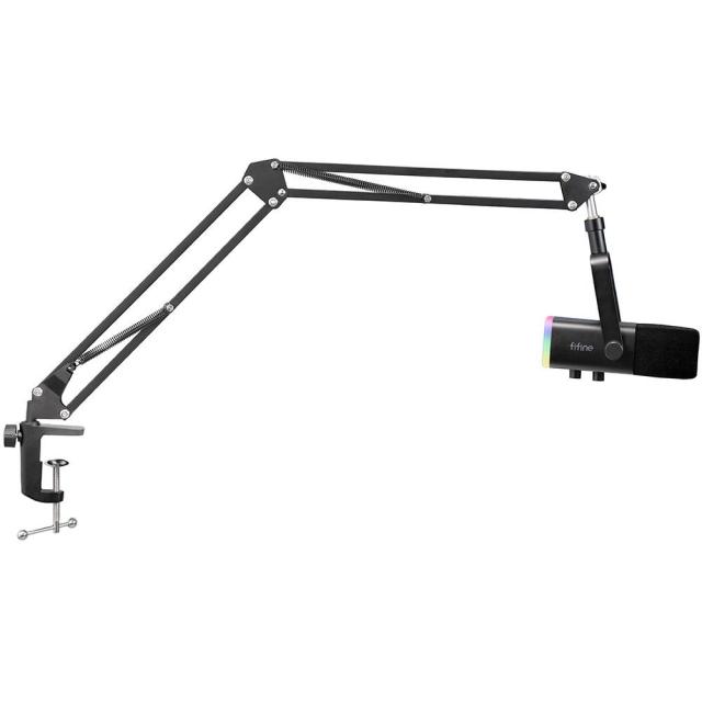 Микрофон със стойка FIFINE AM8T Dynamic RGB, кондензаторен, USB Type-C, 3.5mm, jack 3-Pin XLR, Black