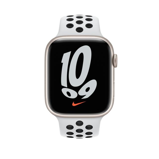 Каишка за часовник Apple Watch 45mm Pure Platinum/Black Nike Sport Band - Regular