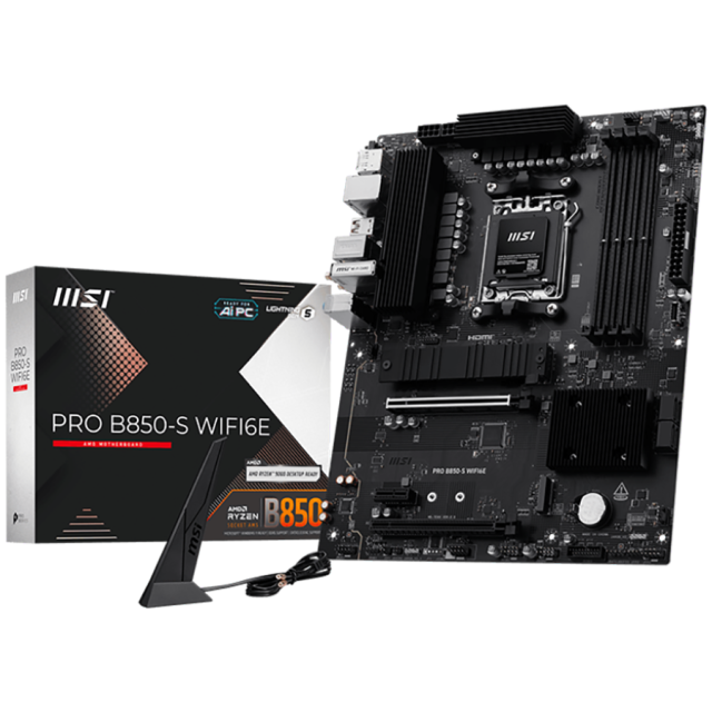 Дънна платка MSI PRO B850-S WIFI6E, AM5, 4 x DDR5, 2 x M.2, 4 x SATA, HDMI, DP, ATX