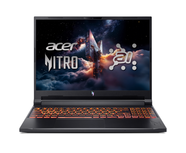 Лаптоп Acer Nitro V16 AI ANV16-61-R1PQ, AMD Ryzen AI 7 350 8C (2.0 / 5.0 GHz, 16MB Cache), 16"(40.64cm) WUXGA IPS Display, NVIDIA GF RTX5050 8GB, 32GB DDR5, 1TB M.2 NVMe SSD, Linux