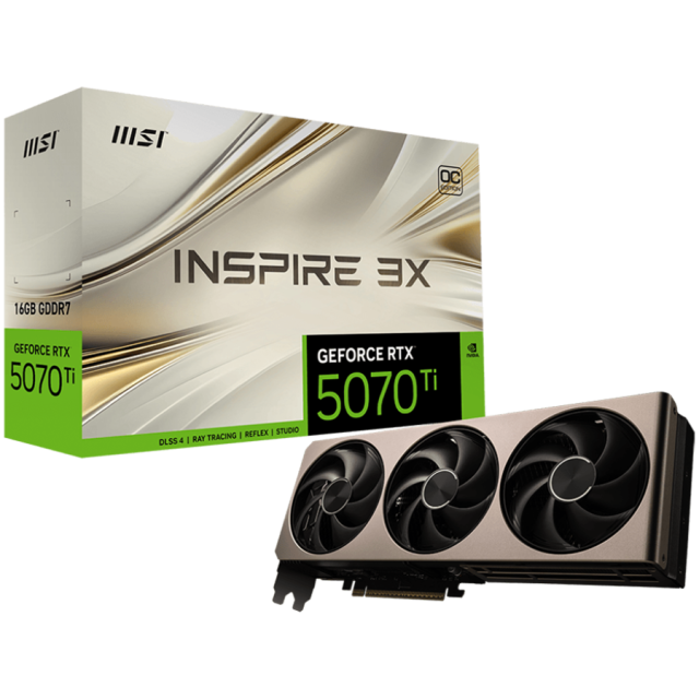 Видео карта MSI nVIDIA GeForce RTX 5070 Ti 16GB GDDR7 INSPIRE 3X OC, 256-bit, HDMI, 3x DP