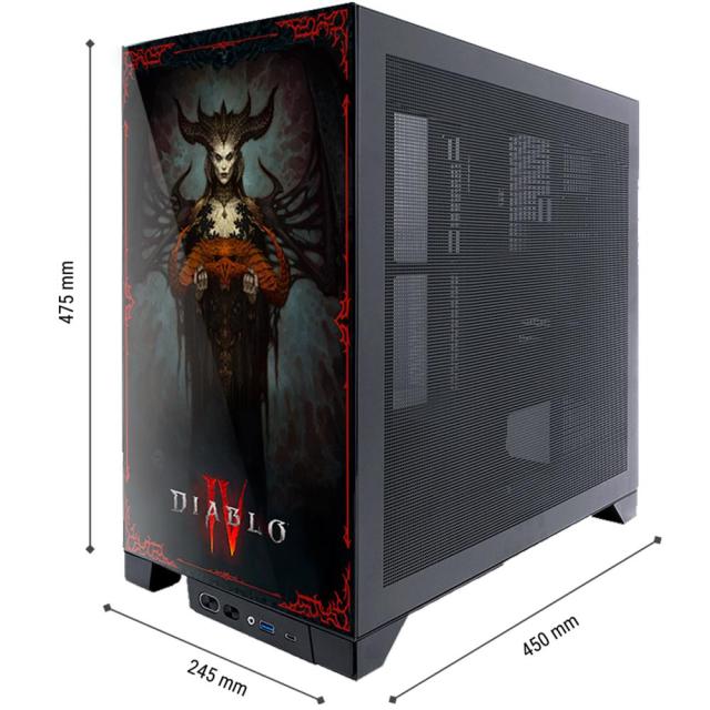Кутия Diablo IV - Lilith PC Gaming Case Limited Edition, Middle Tower, 2 x USB 3.2, 1 x USB Type-C, 1 x HD Audio, ATX / Micro ATX / Mini ITX