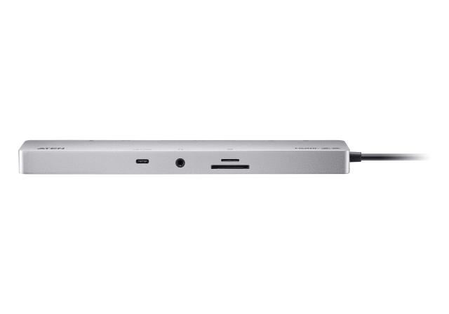 Мултипортов адаптер, ATEN 11-in-1, USB-C Multiport Dock + Power Pass-Through, 2 x HDMI, LAN,3.5mm, USB-C, SD Card , microSD, 3 x USB 3.2