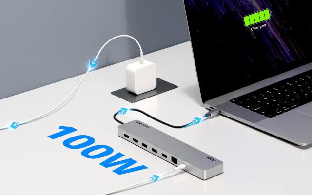 Мултипортов адаптер, ATEN 11-in-1, USB-C Multiport Dock + Power Pass-Through, 2 x HDMI, LAN,3.5mm, USB-C, SD Card , microSD, 3 x USB 3.2