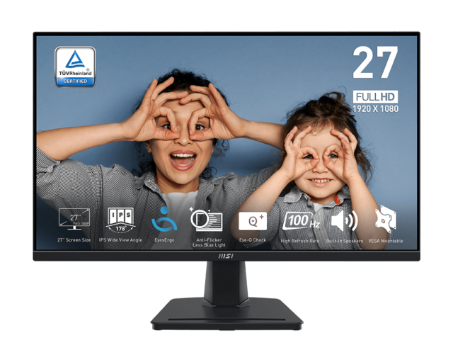Монитор MSI PRO MP275, 27.0" (68.58 cm)  CURVED FHD IPS Anti-glare Display, 100Hz, 1ms(MPRT), 300cd/m2, VGA, HDMI
