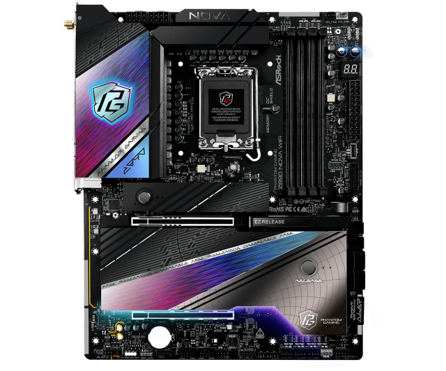 Дънна платка ASRock Z890 NOVA WIFI, LGA1851, 4 x DDR5, 6 x M.2 NVMe, 4 x SATA3 6.0 Gb/s, 2 x 2.5/5 LAN Gigabit, Wi-Fi 7, Bluetooth 5.4, HDMI, ATX