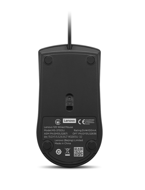 Мишка Lenovo 120 WIRED BLACK, оптична (1600 dpi), USB