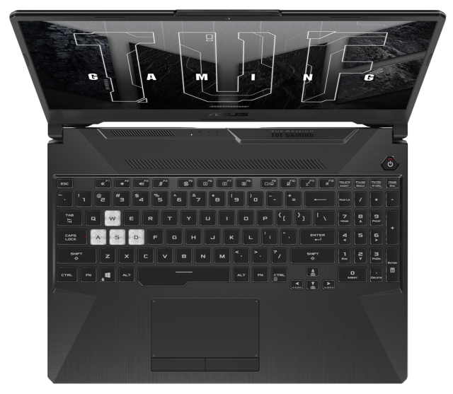 Лаптоп ASUS TUF Gaming A15 FA506NCG-HN185, AMD Ryzen 7 7445HS 6C (3.2 / 3.55 GHz, 16MB Cache), 15.6'' (39.62 cm) FHD IPS, 144Hz, NVIDIA GF RTX 3050 4GB GDDR6, 16GB DDR5, 512GB M.2 NVMe SSD, Free DOS