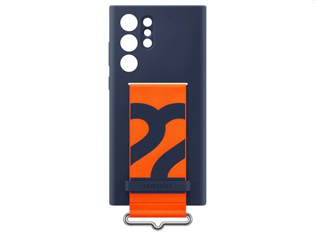 Калъф Samsung S22 Ultra S908 Silicone Cover with Strap, Navy