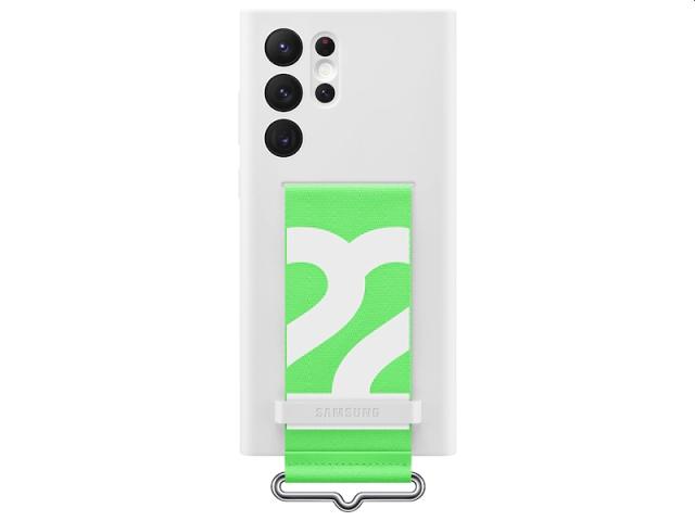 Калъф Samsung S22 Ultra S908 Silicone Cover with Strap, White