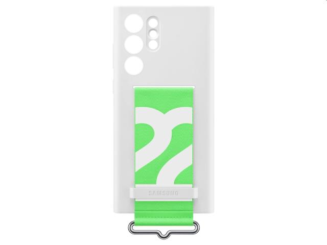 Калъф Samsung S22 Ultra S908 Silicone Cover with Strap, White